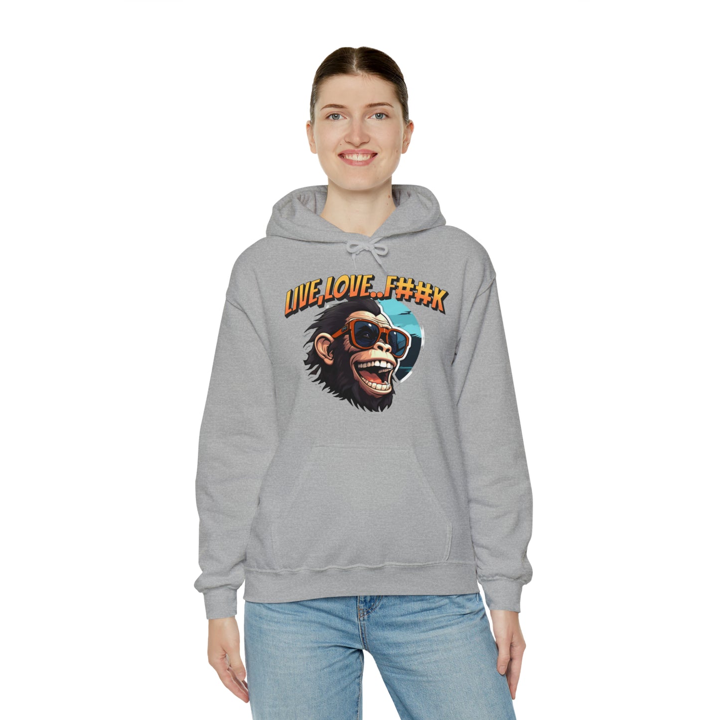 Unisex happy monkey Heavy Blend™ Hooded Sweatshirt