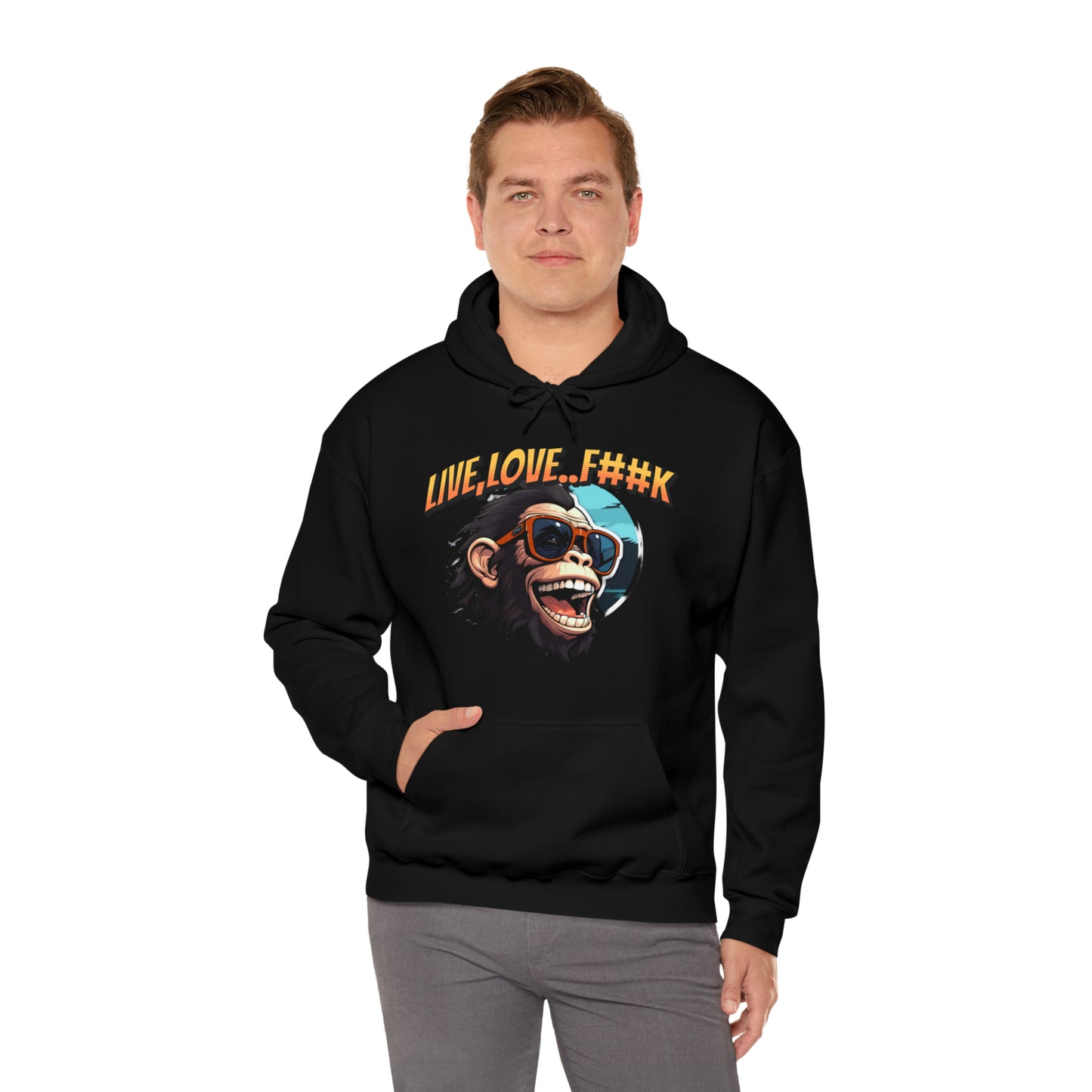 Unisex happy monkey Heavy Blend™ Hooded Sweatshirt