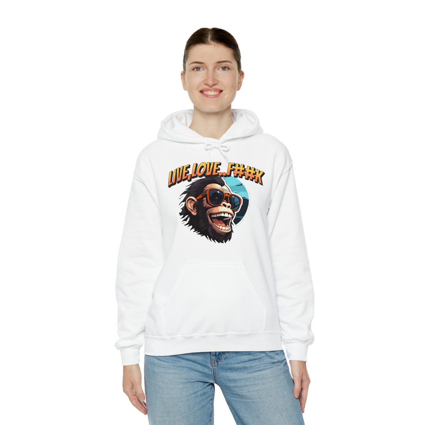 Unisex happy monkey Heavy Blend™ Hooded Sweatshirt