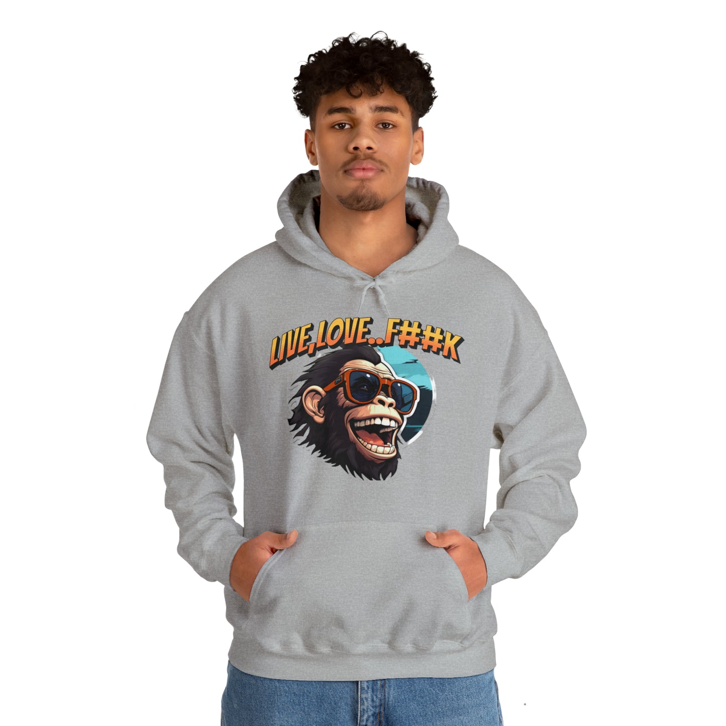 Unisex happy monkey Heavy Blend™ Hooded Sweatshirt