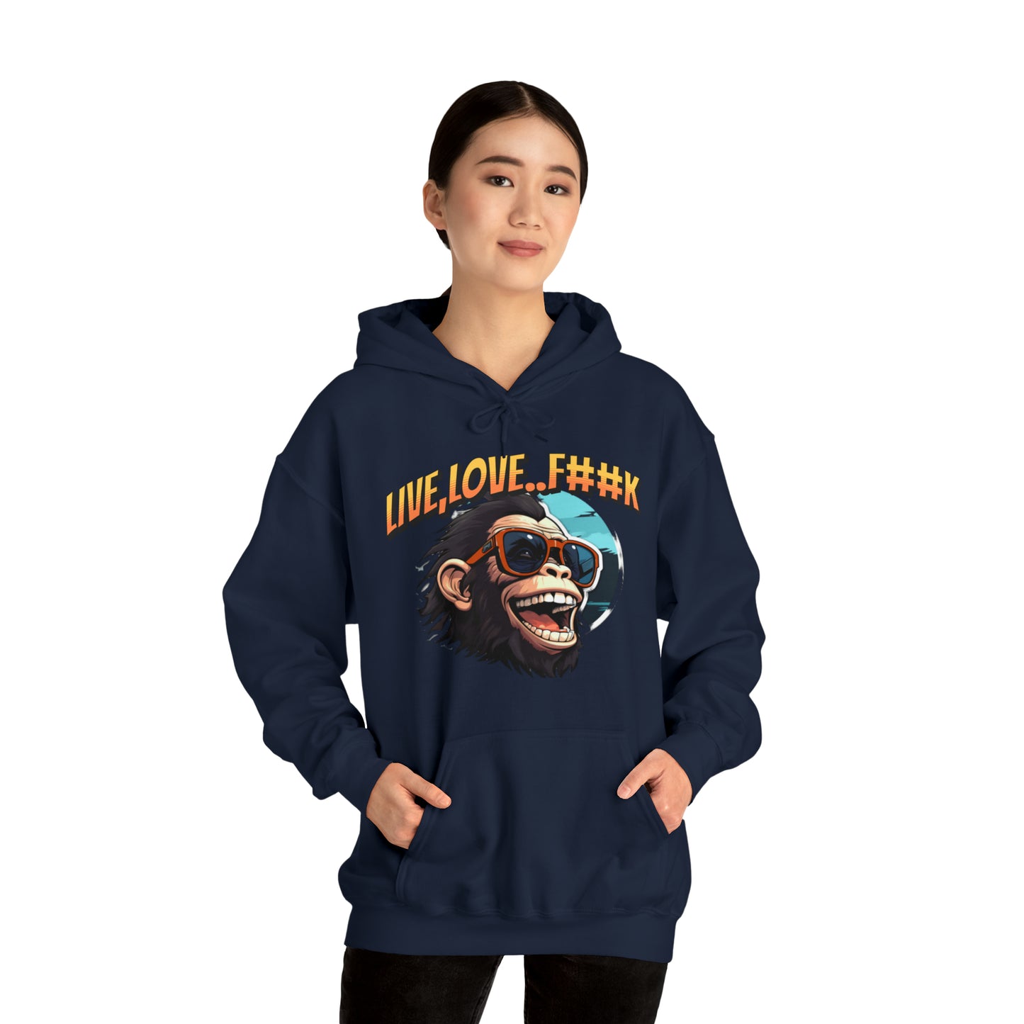 Unisex happy monkey Heavy Blend™ Hooded Sweatshirt