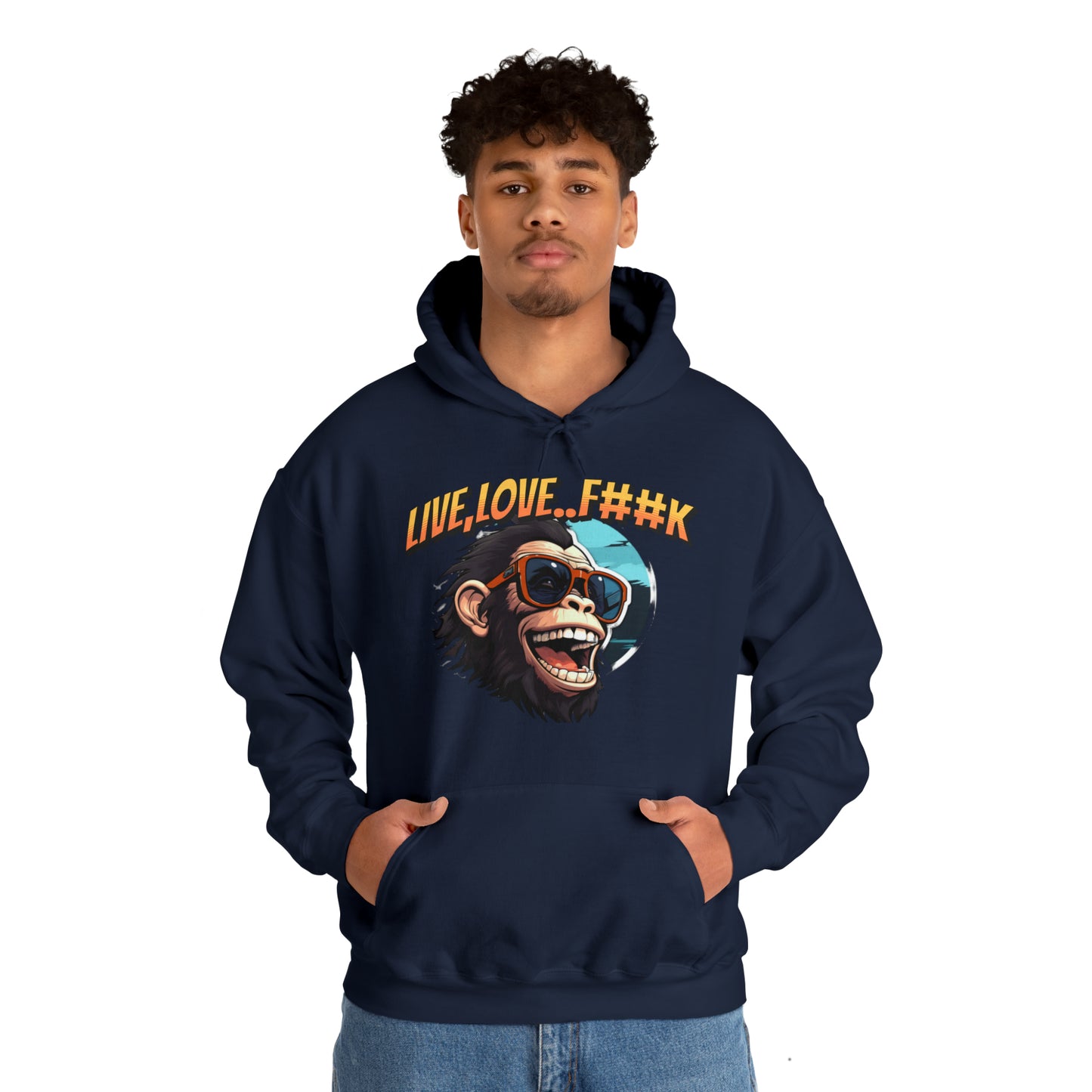 Unisex happy monkey Heavy Blend™ Hooded Sweatshirt