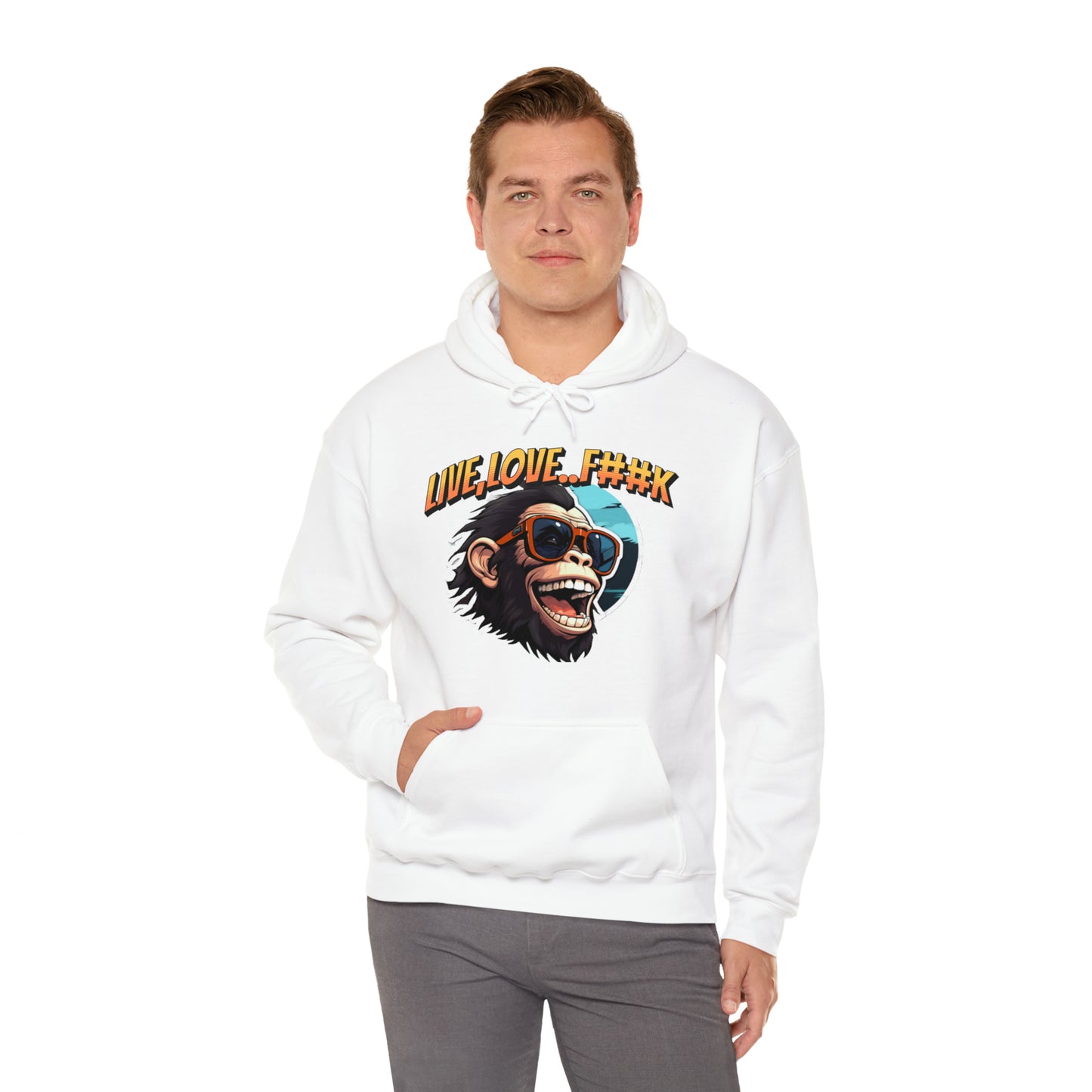 Unisex happy monkey Heavy Blend™ Hooded Sweatshirt