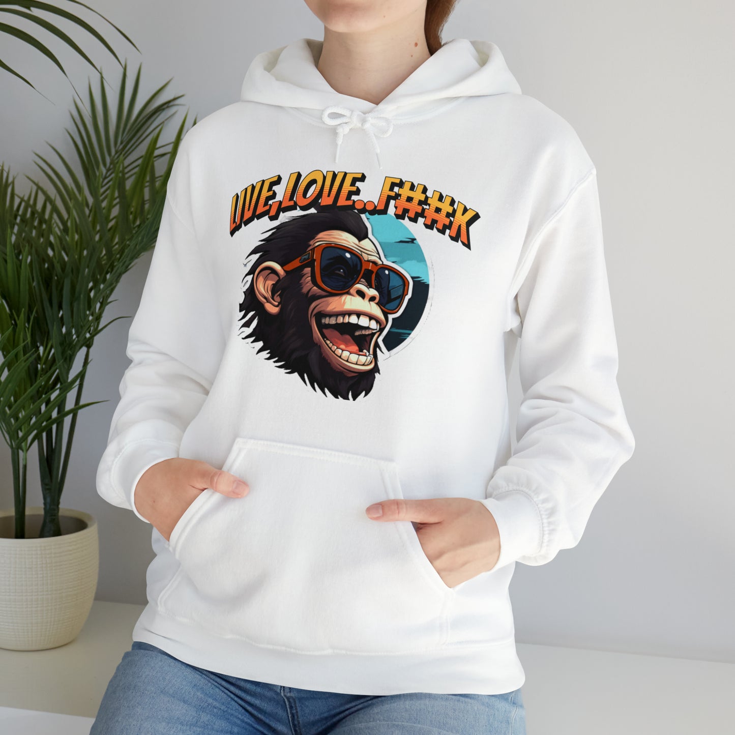 Unisex happy monkey Heavy Blend™ Hooded Sweatshirt