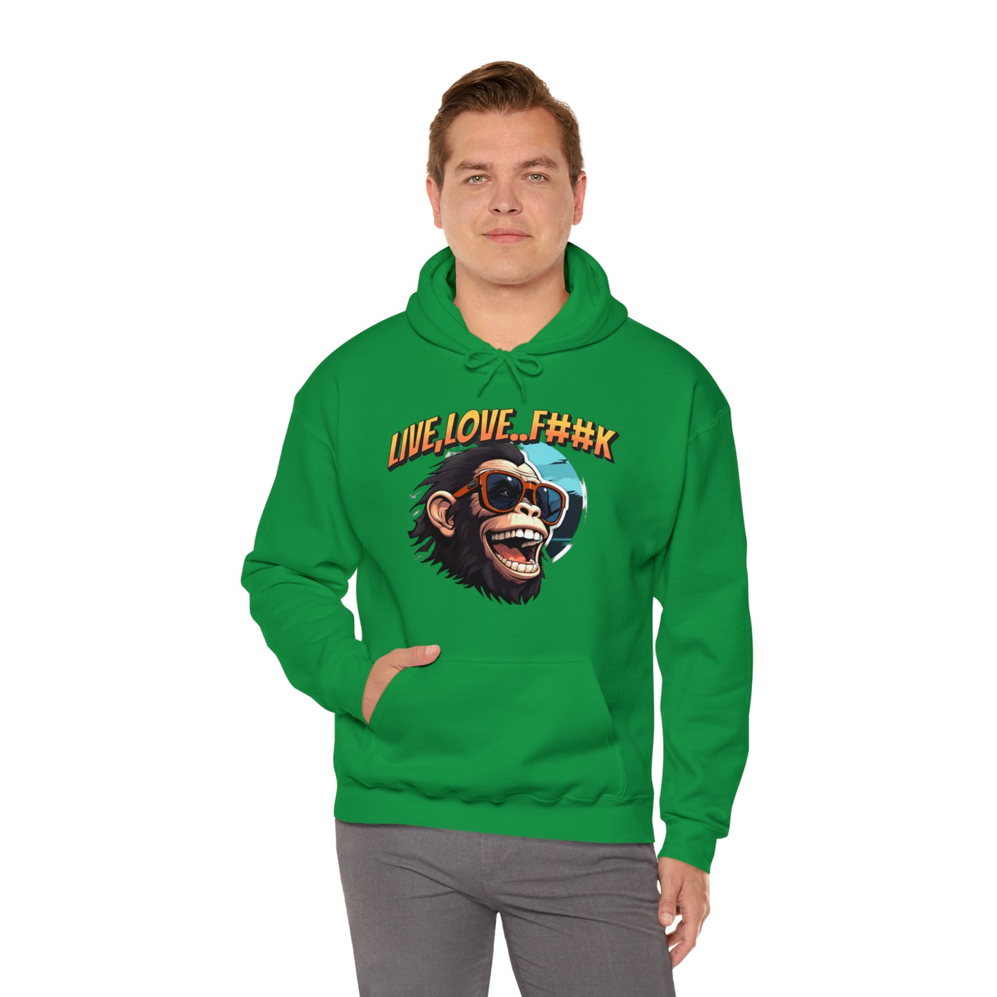 Unisex happy monkey Heavy Blend™ Hooded Sweatshirt