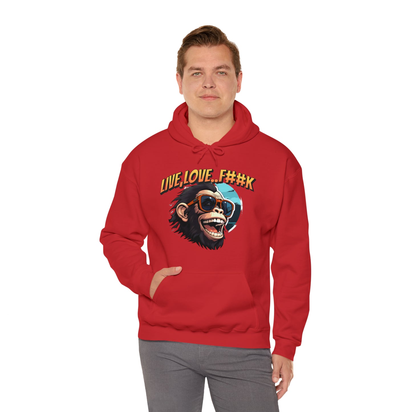 Unisex happy monkey Heavy Blend™ Hooded Sweatshirt