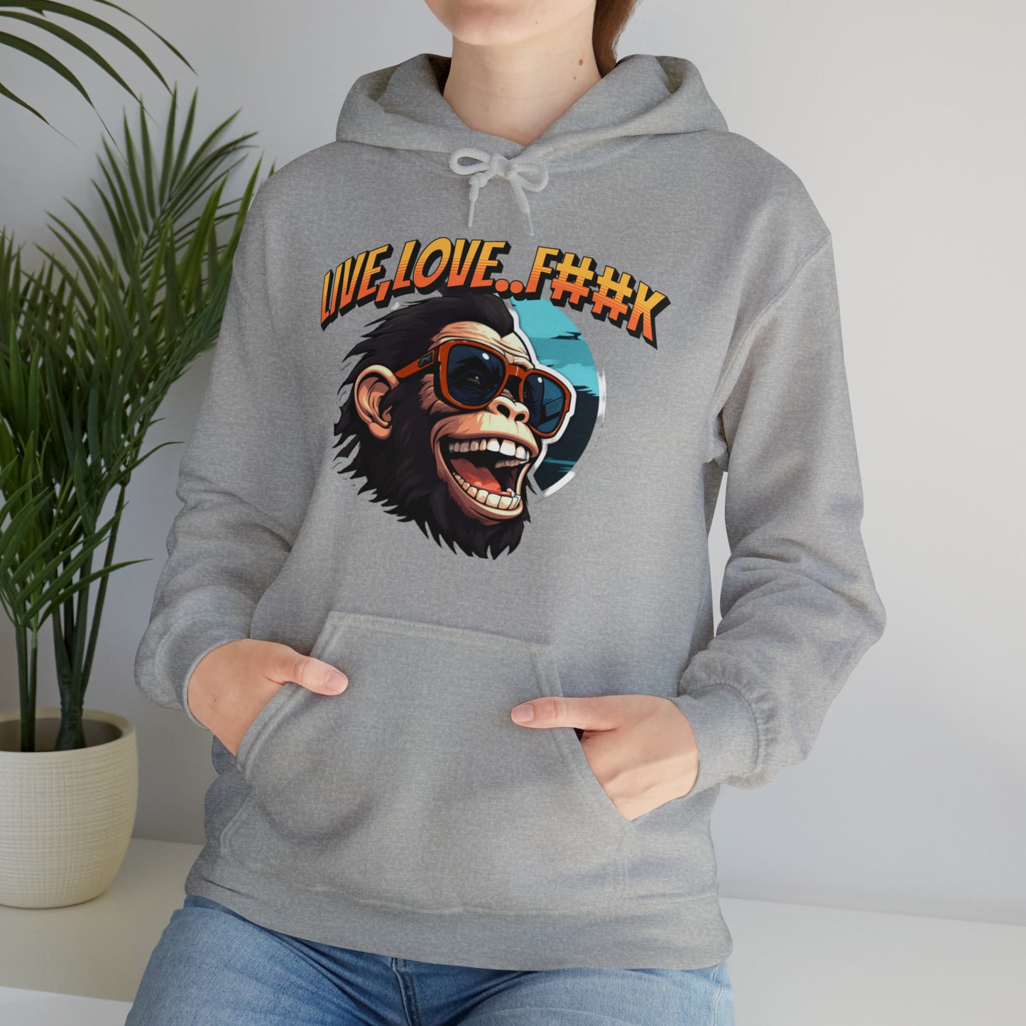 Unisex happy monkey Heavy Blend™ Hooded Sweatshirt