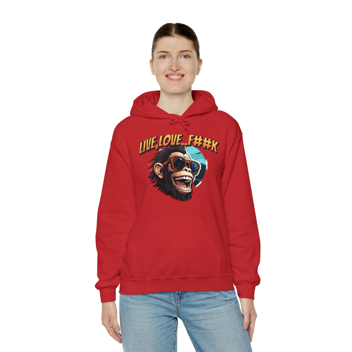 Unisex happy monkey Heavy Blend™ Hooded Sweatshirt