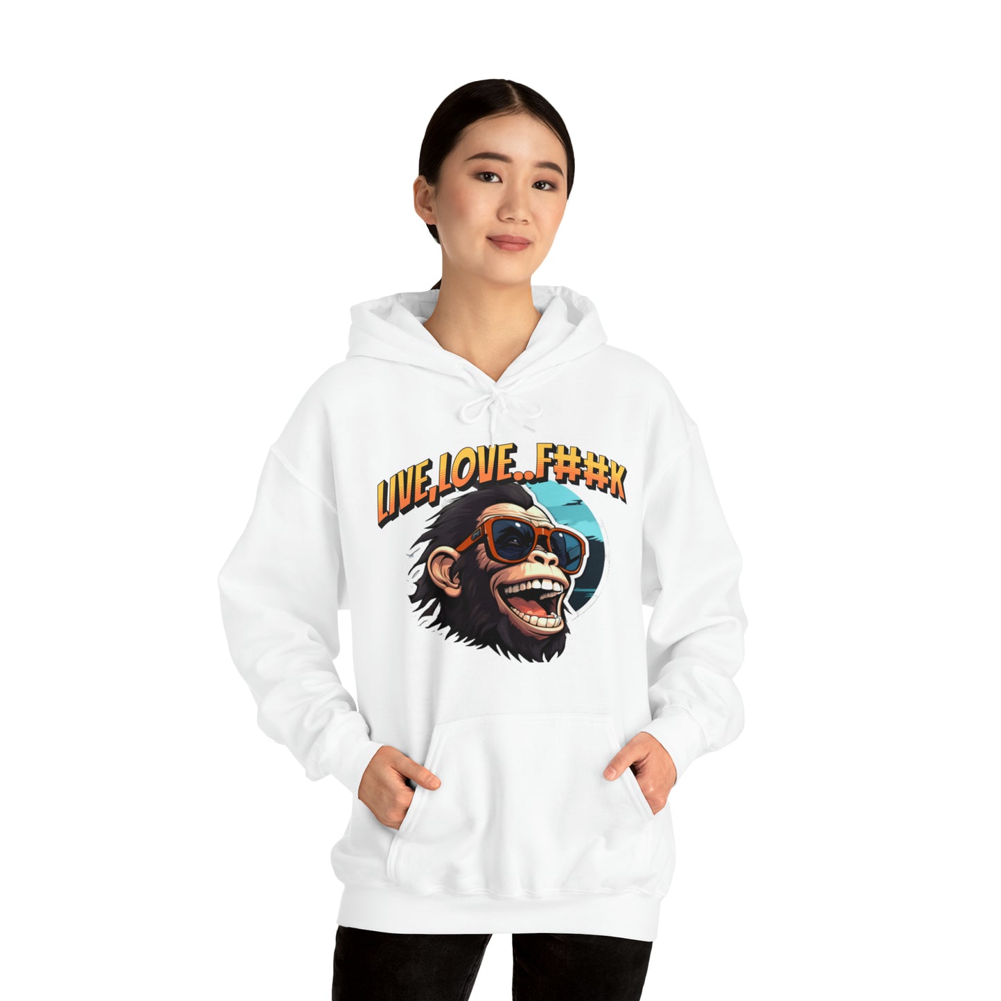Unisex happy monkey Heavy Blend™ Hooded Sweatshirt