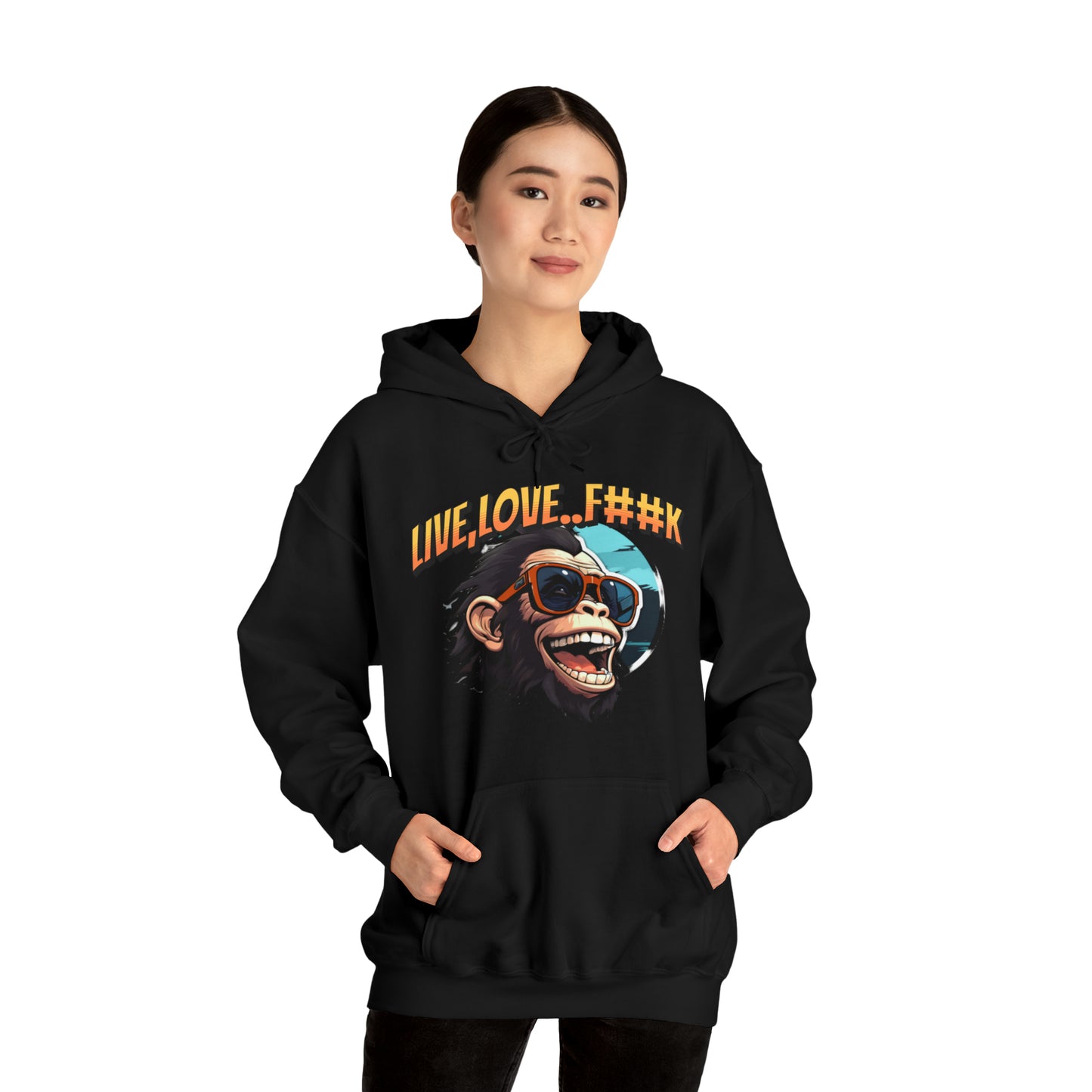 Unisex happy monkey Heavy Blend™ Hooded Sweatshirt