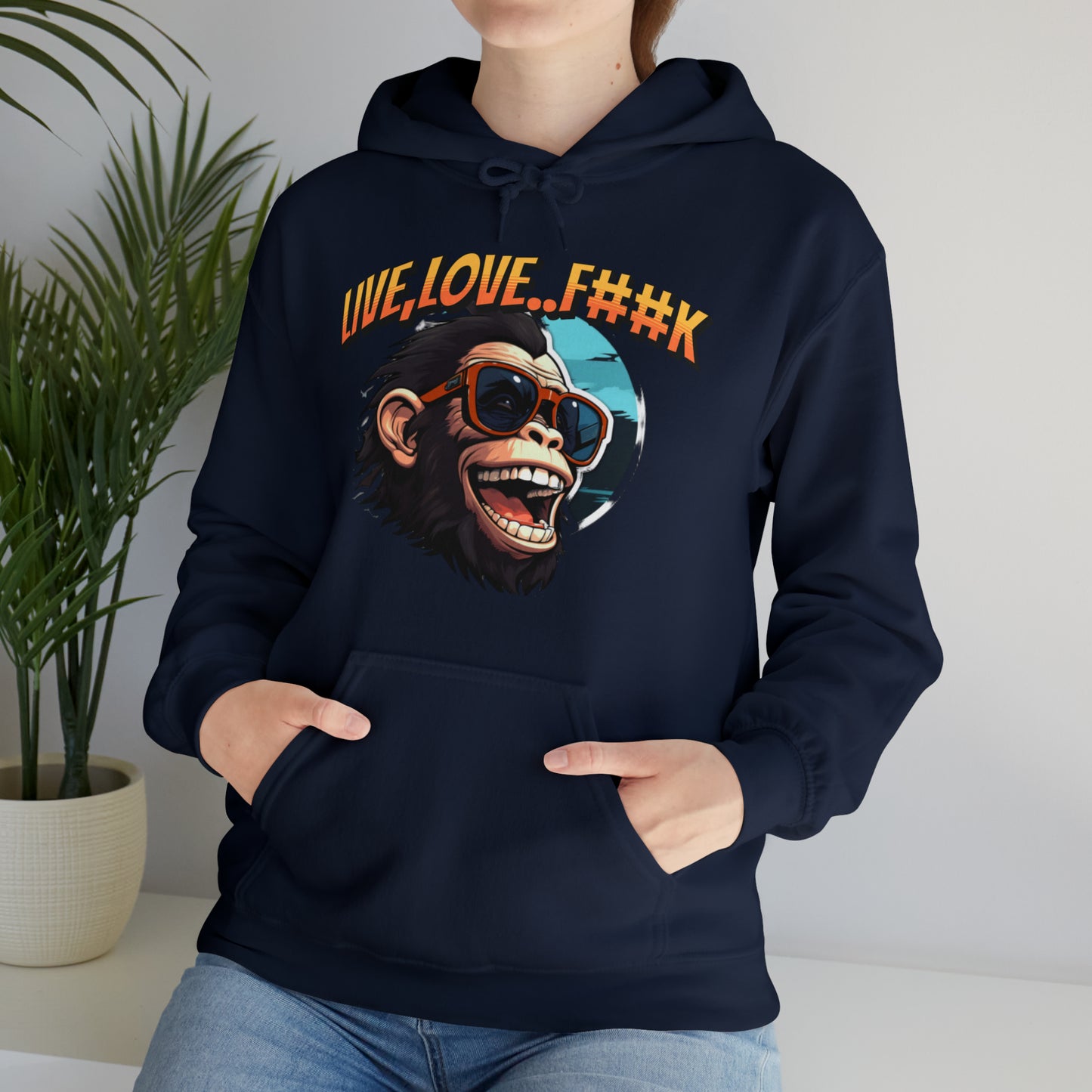 Unisex happy monkey Heavy Blend™ Hooded Sweatshirt