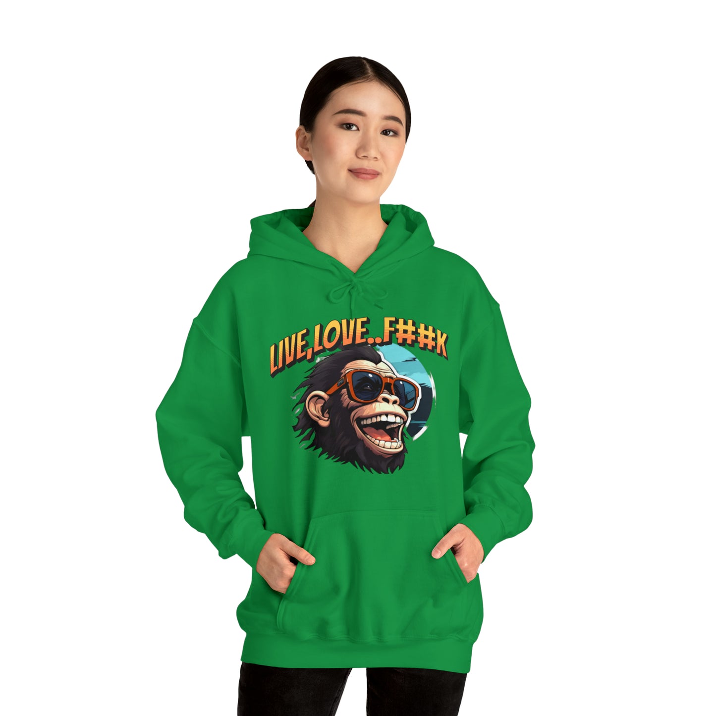 Unisex happy monkey Heavy Blend™ Hooded Sweatshirt