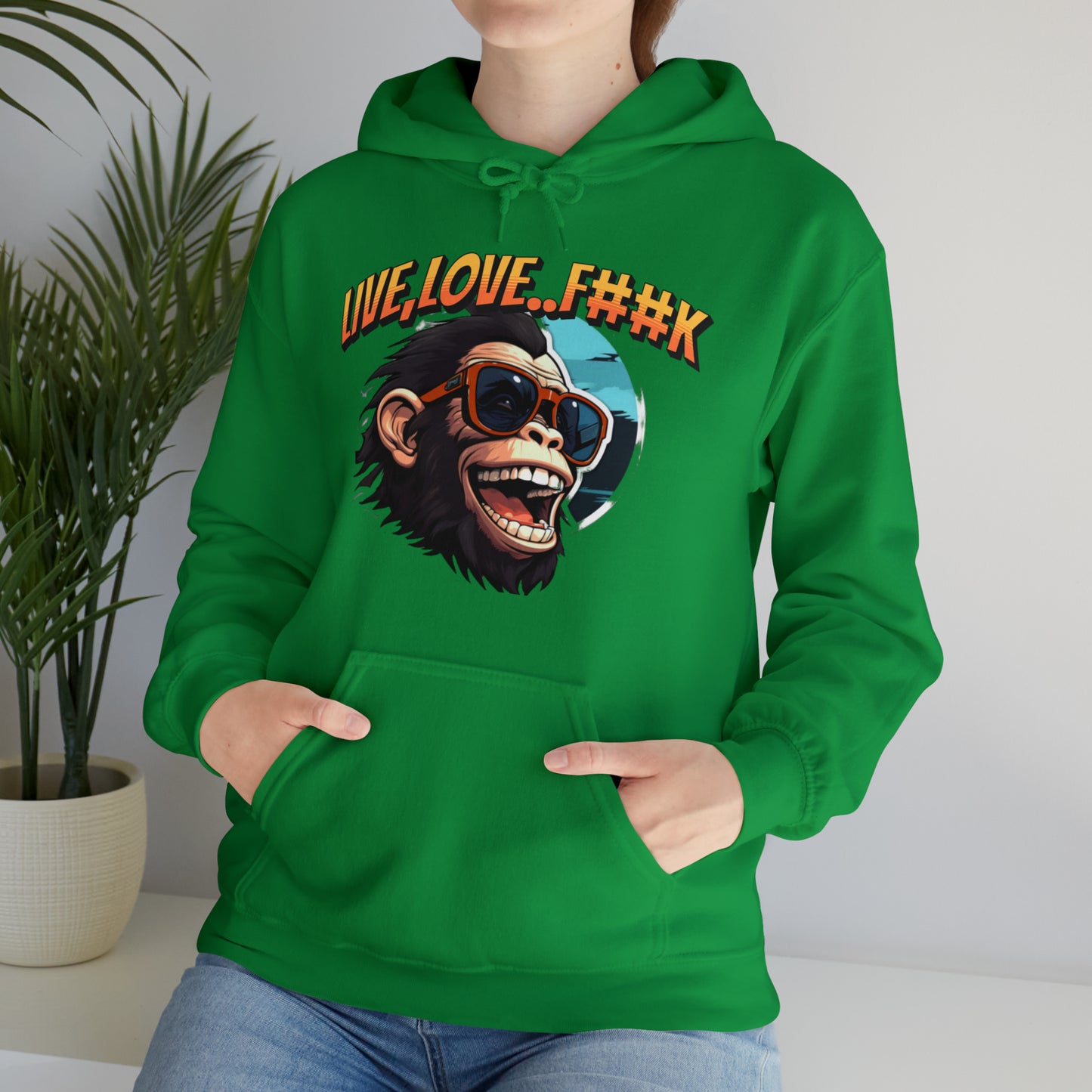 Unisex happy monkey Heavy Blend™ Hooded Sweatshirt