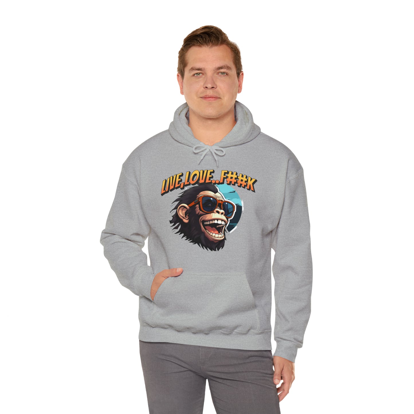 Unisex happy monkey Heavy Blend™ Hooded Sweatshirt