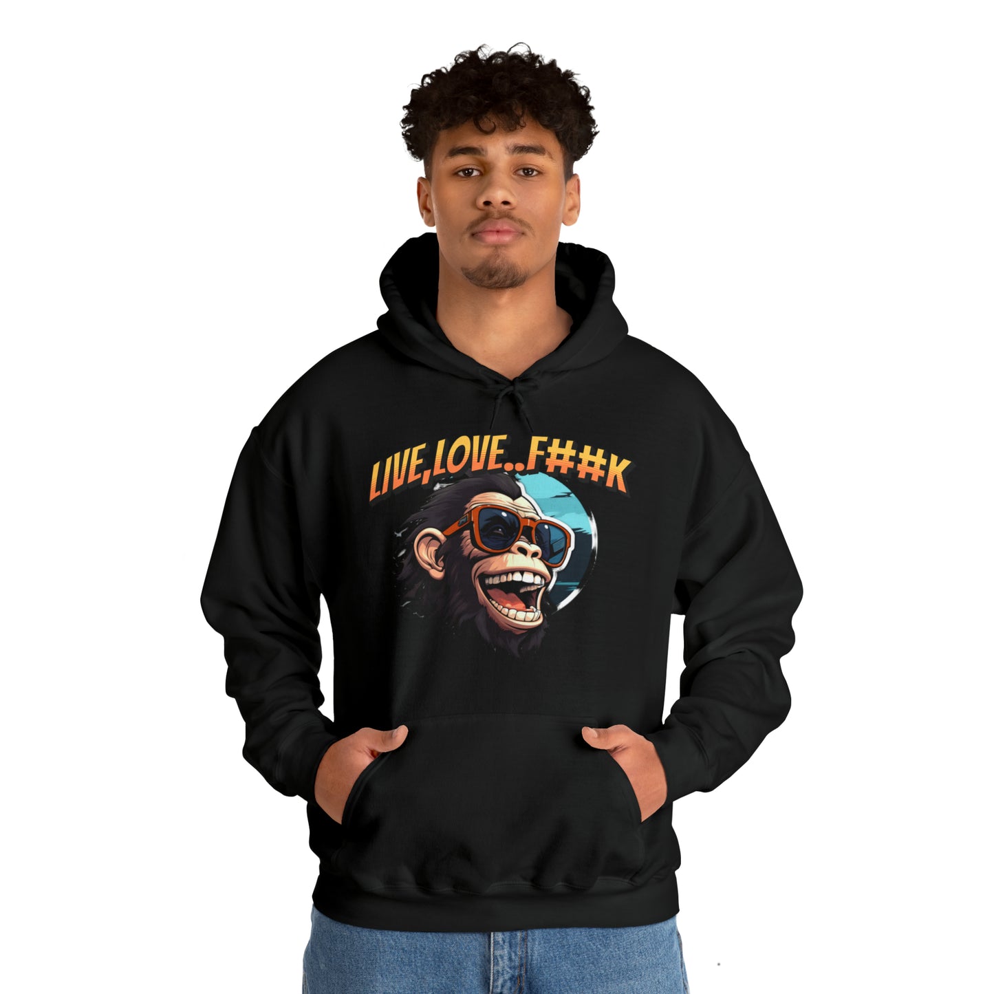 Unisex happy monkey Heavy Blend™ Hooded Sweatshirt