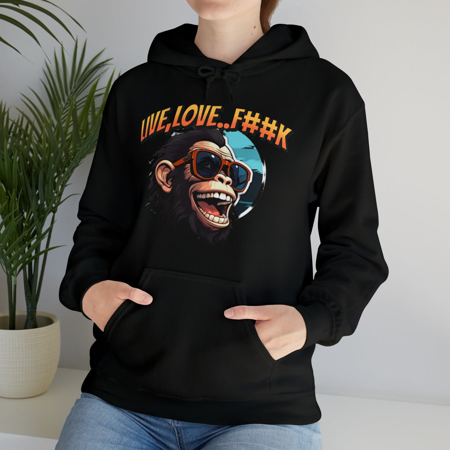 Unisex happy monkey Heavy Blend™ Hooded Sweatshirt