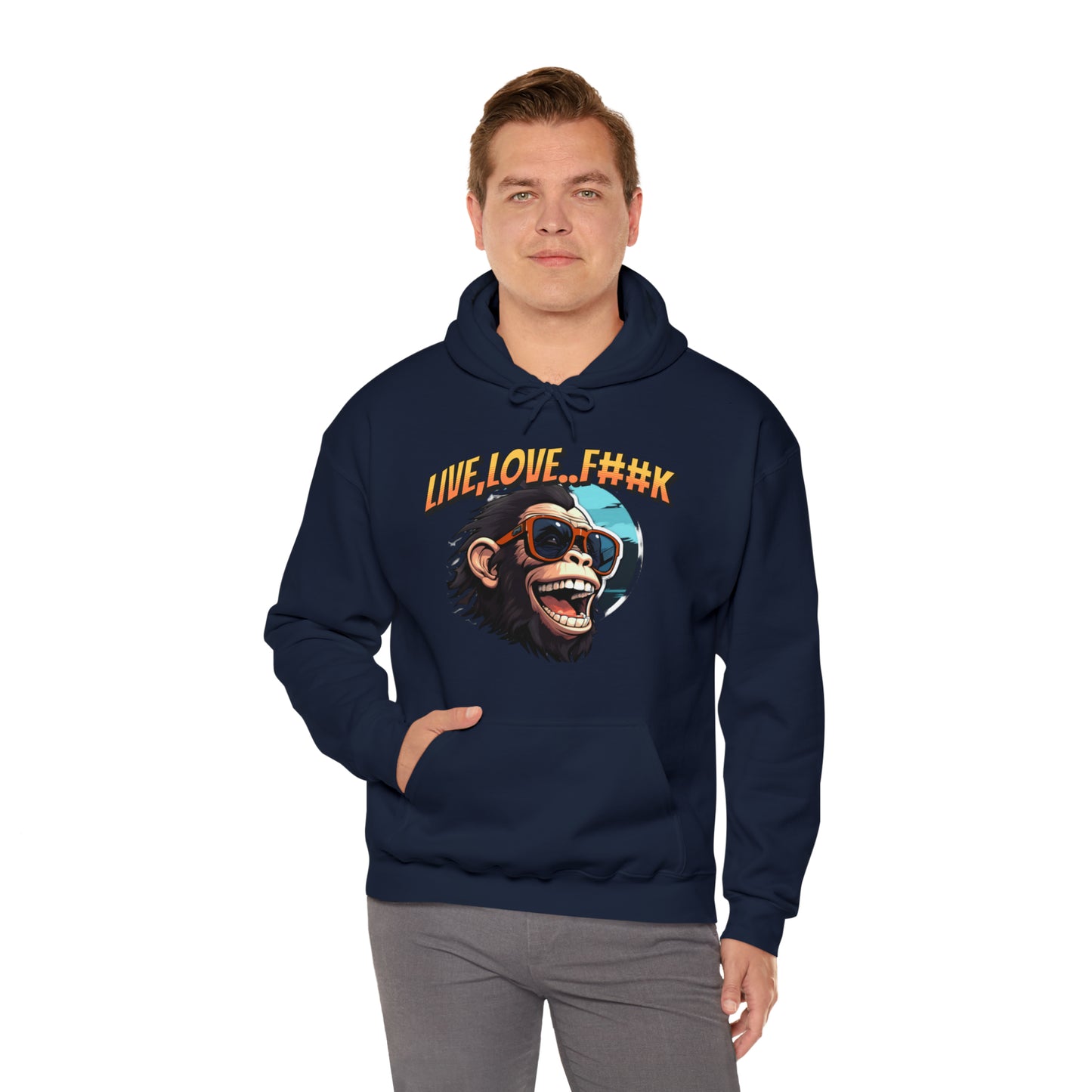 Unisex happy monkey Heavy Blend™ Hooded Sweatshirt