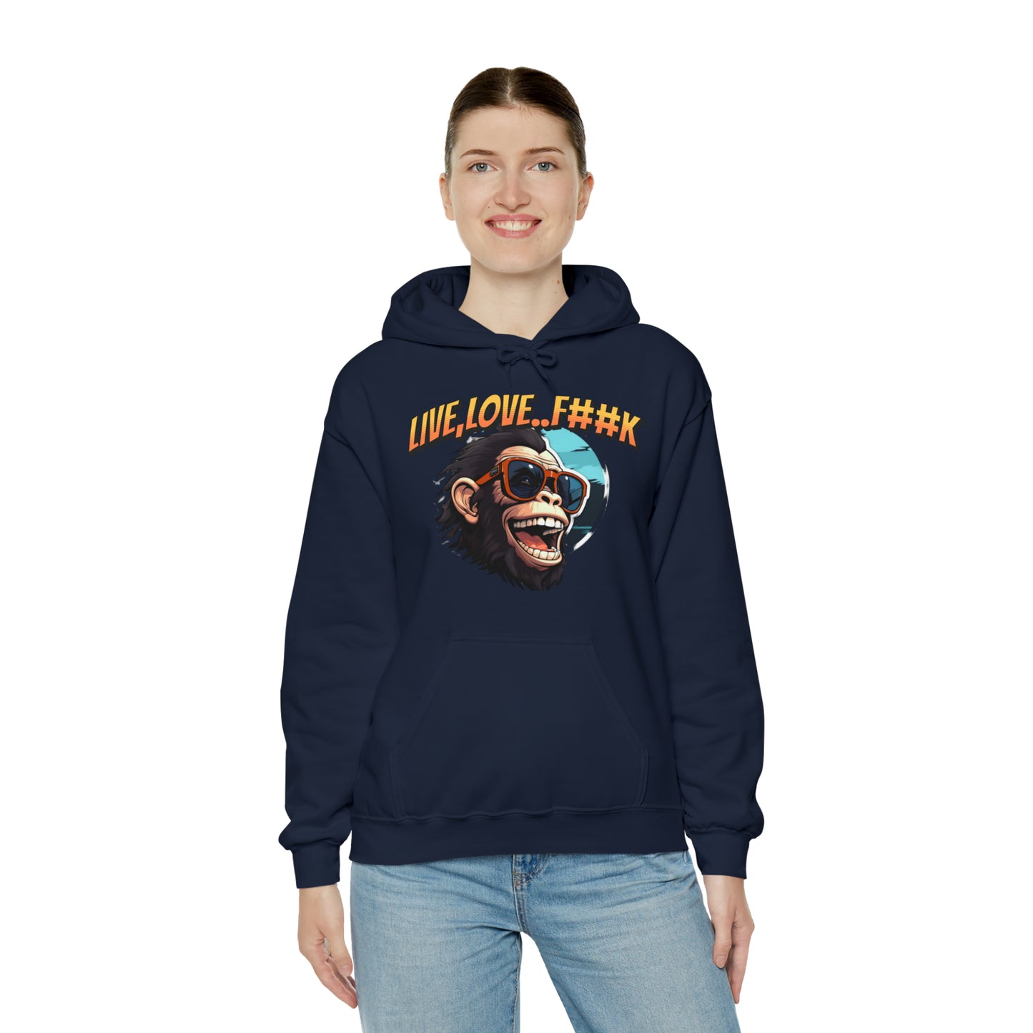 Unisex happy monkey Heavy Blend™ Hooded Sweatshirt