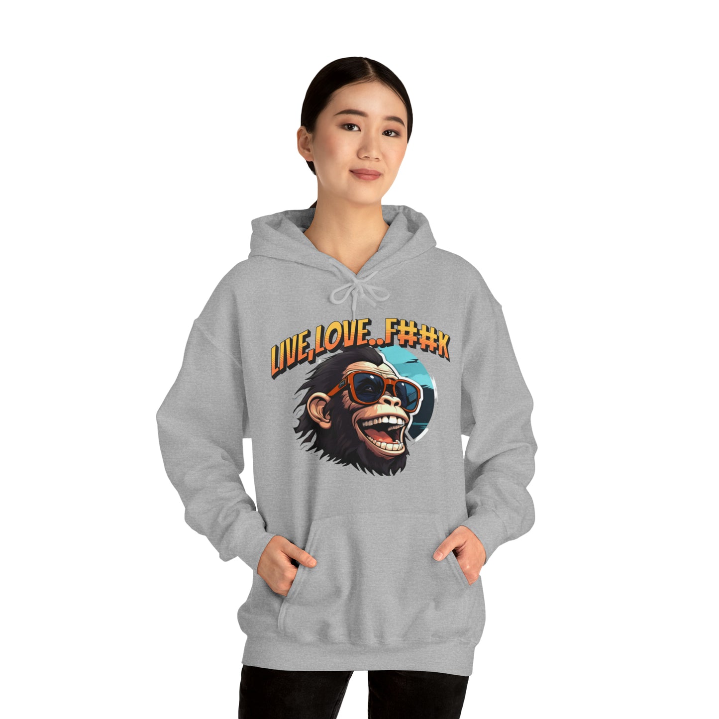 Unisex happy monkey Heavy Blend™ Hooded Sweatshirt