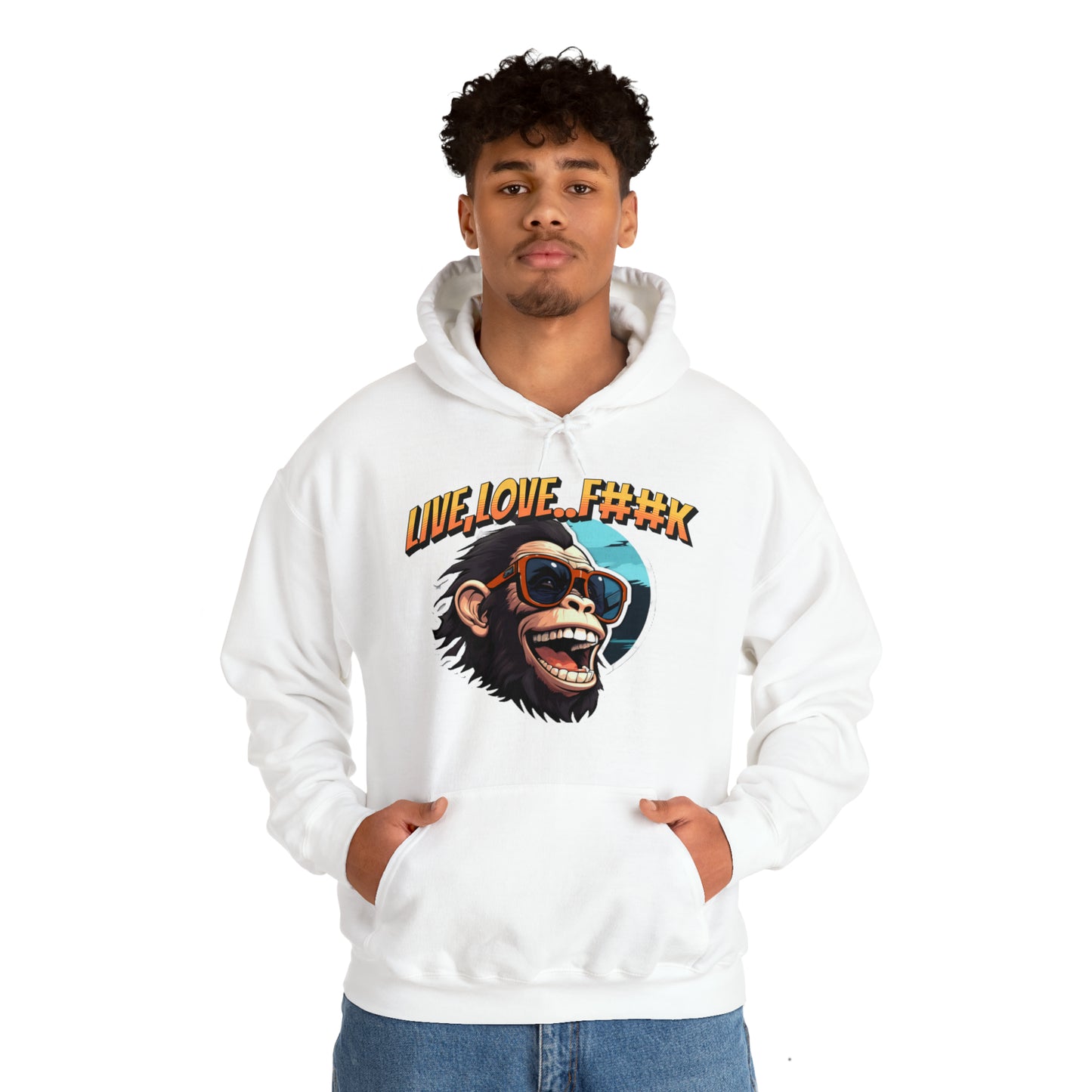 Unisex happy monkey Heavy Blend™ Hooded Sweatshirt